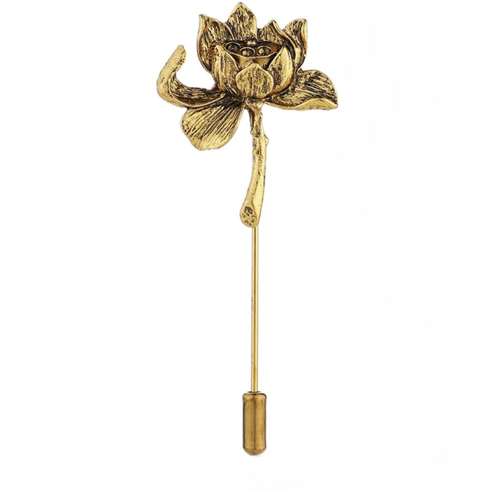 Gold Elegant Floral Design Lapel Pin
