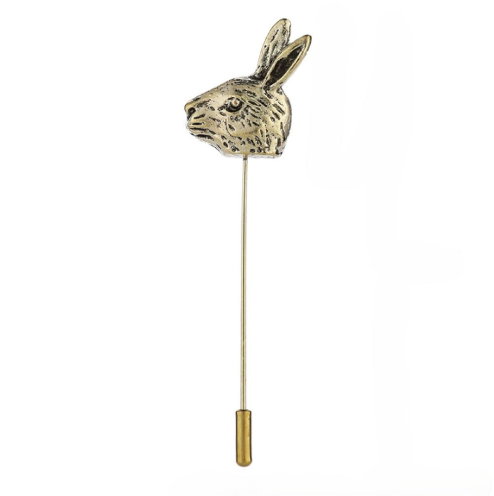 Bronze Rabbit Head Lapel Pin
