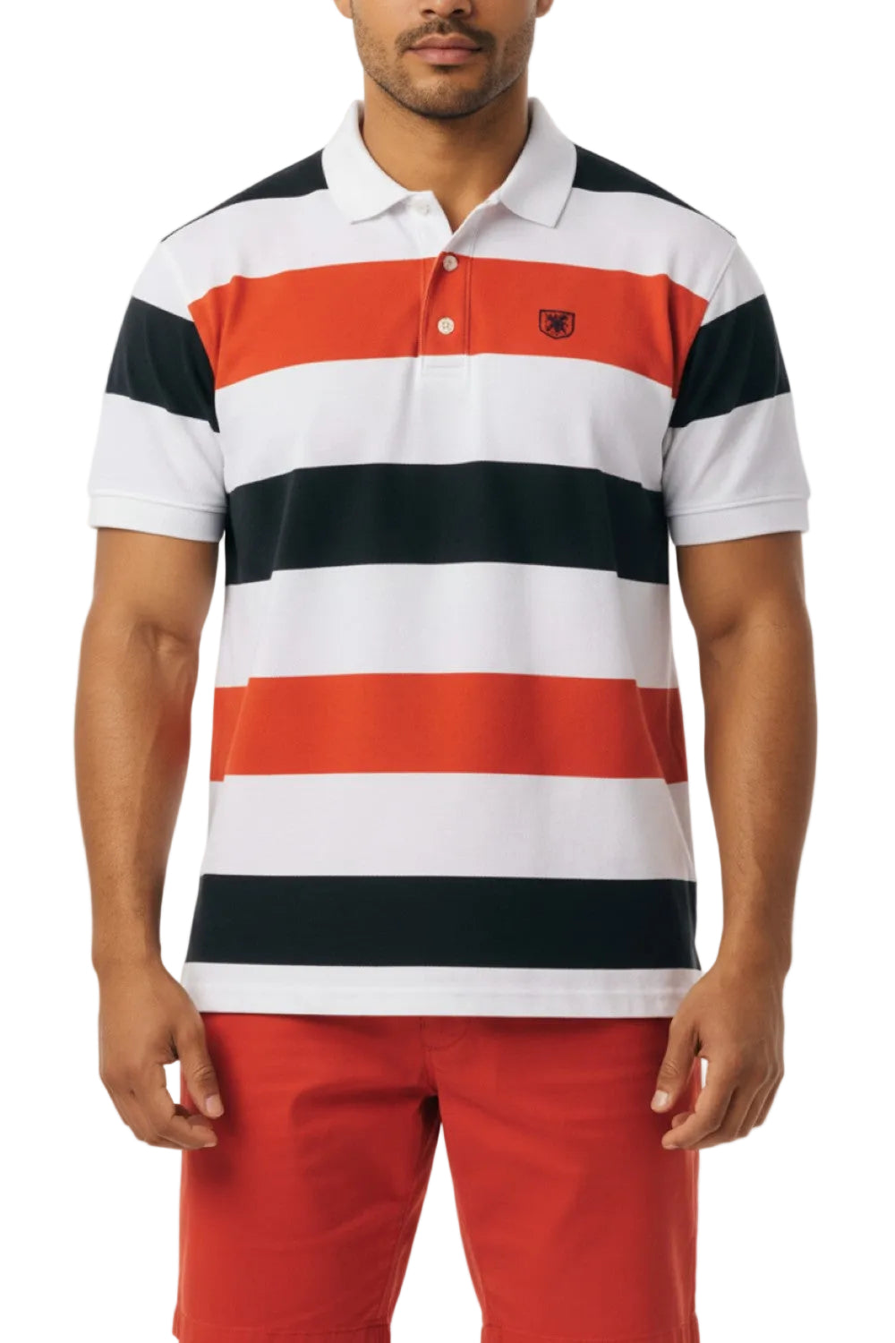 Stacy Adams - Striped Red Cotton Polo Shirt