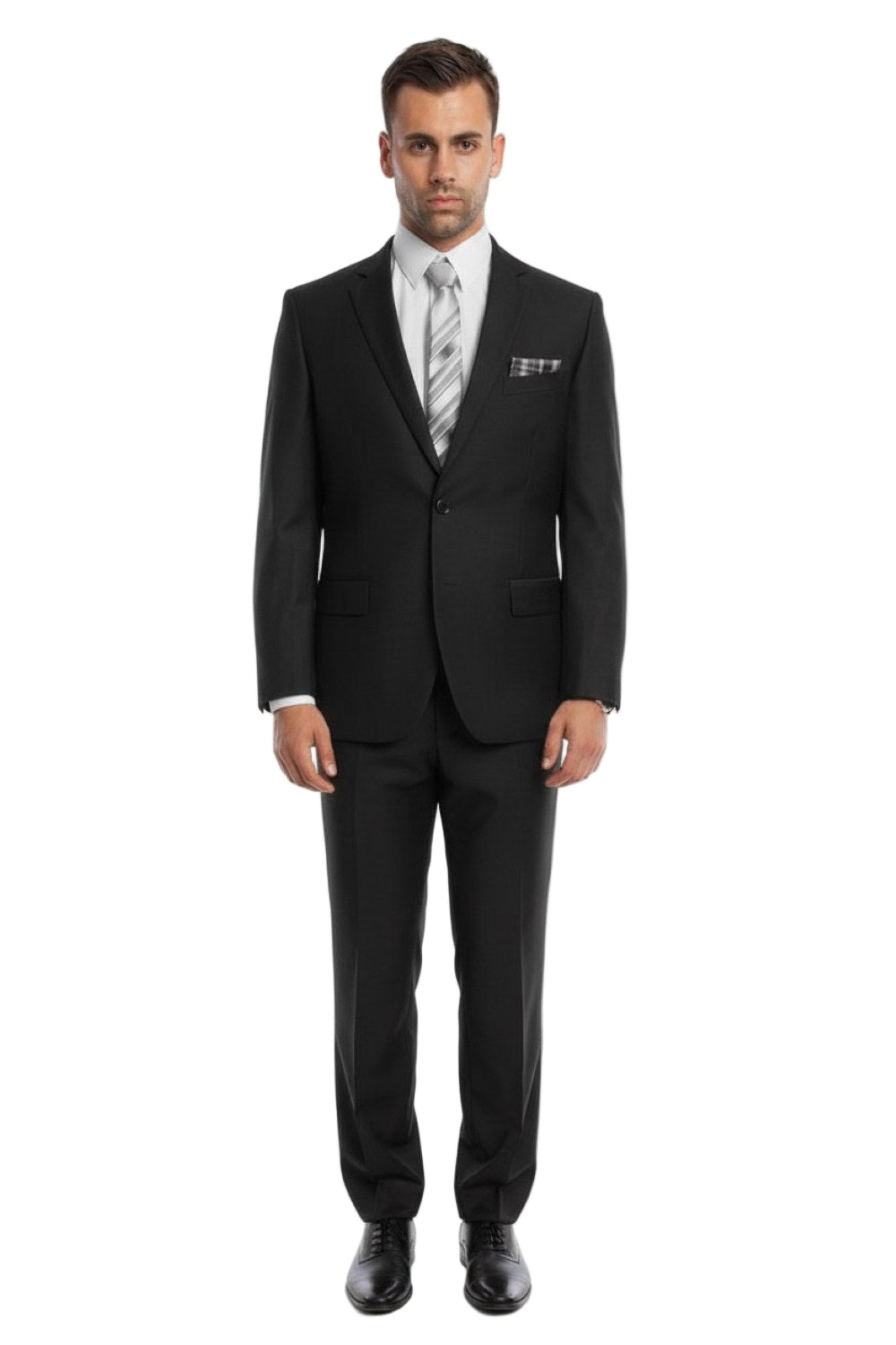 Bacchus Collection - Modern Fit Suit 2 Button 2 Piece in Black