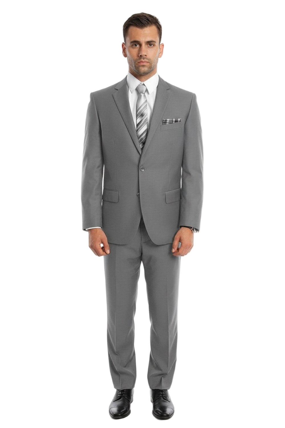 Bacchus Collection - Modern Fit Suit 2 Button 2 Piece in Light Gray