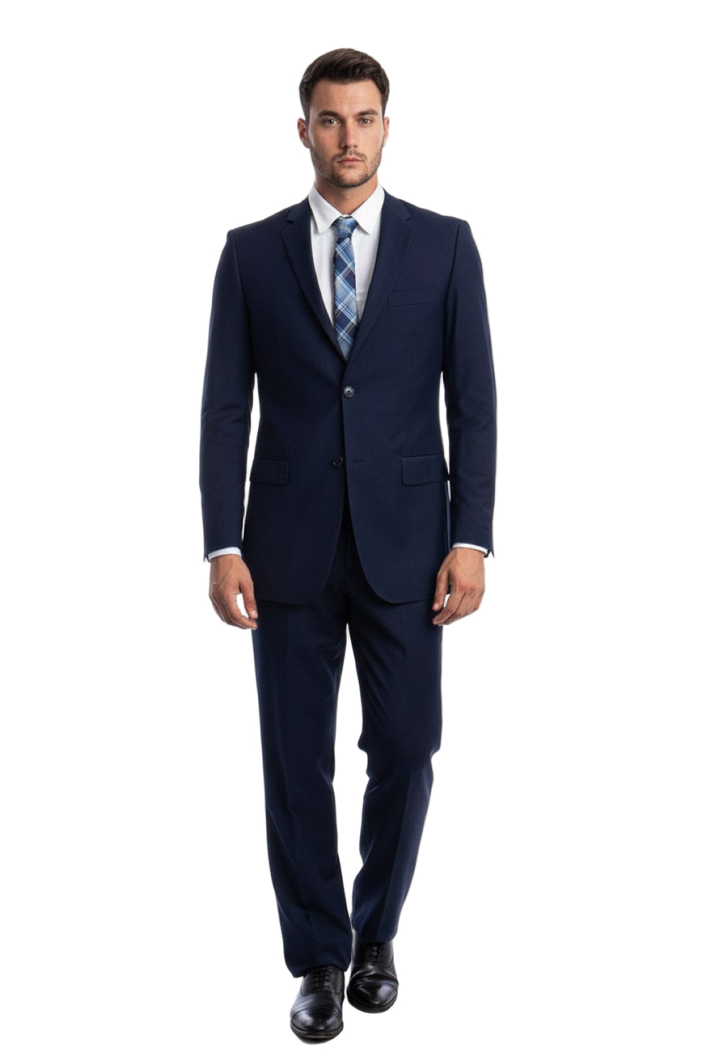 Bacchus Collection - Modern Fit Suit 2 Button 2 Piece in Navy