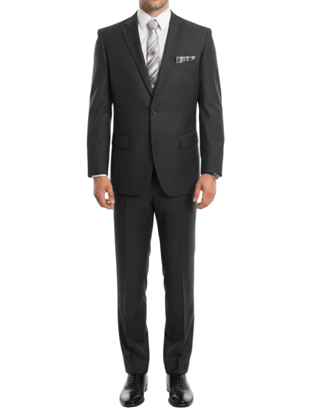 Bacchus Collection - Modern Fit Suit 2 Button 2 Piece in Dark Gray