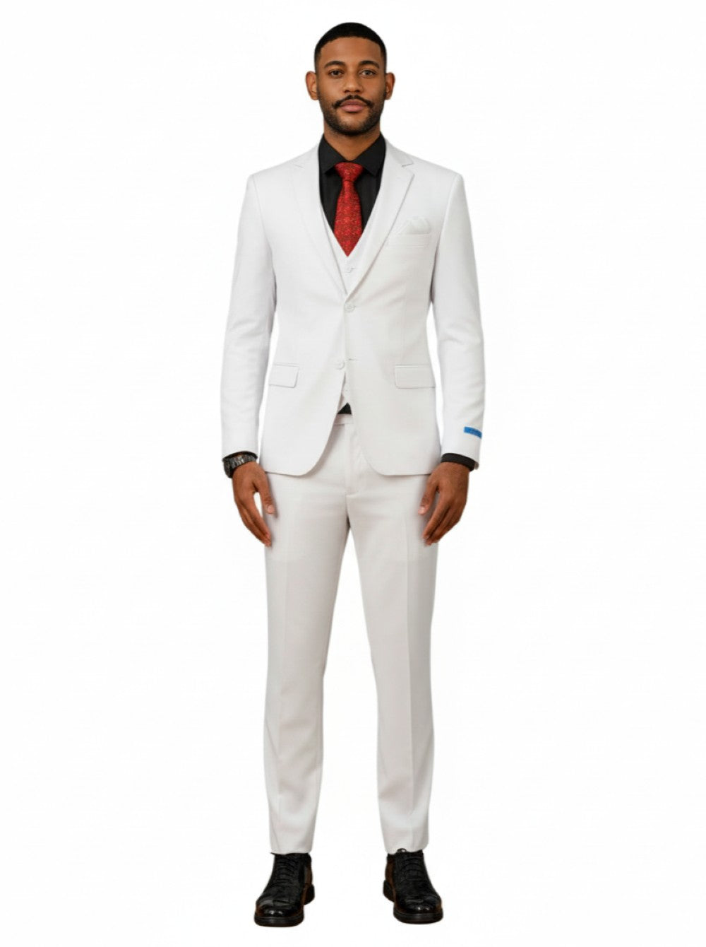 Men's Slim Fit Solid White 3 Piece Suit