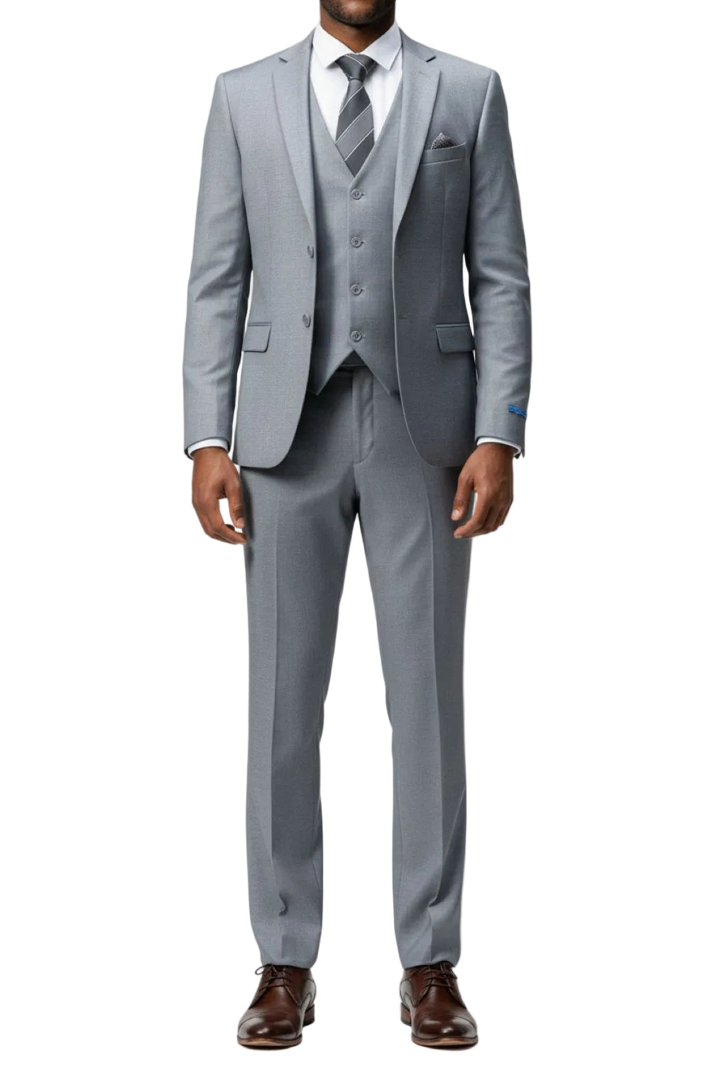 Men's Slim Fit Solid Medium Gray 3 Piece Suit