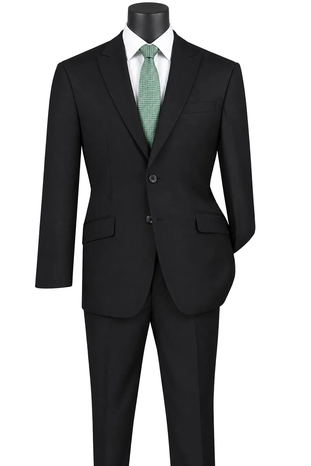 Black Modern Fit 2 Piece Suit Textured Solid with Peak Lapel