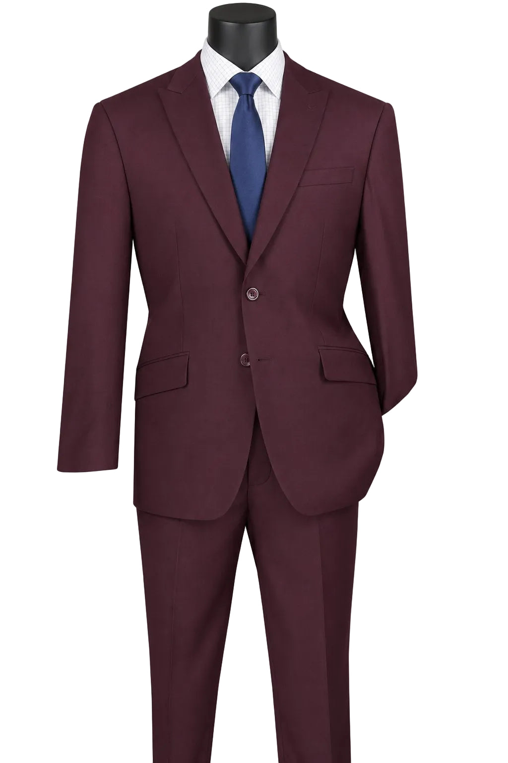 Maroon Modern Fit 2 Piece Suit Textured Solid with Peak Lapel