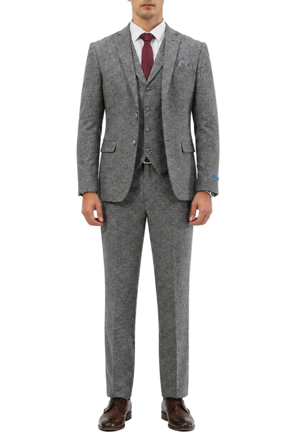 Gray Tweed Single Breasted Hybrid Fit 3-Piece Suit
