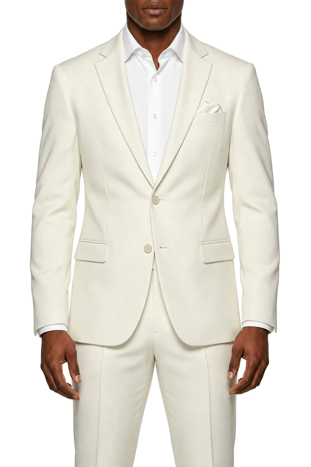 Men’s Hybrid Fit Textured Knit 2-Piece Suit - Ivory