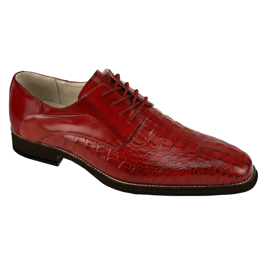 Red Alligator Texture Oxford Dress Shoes