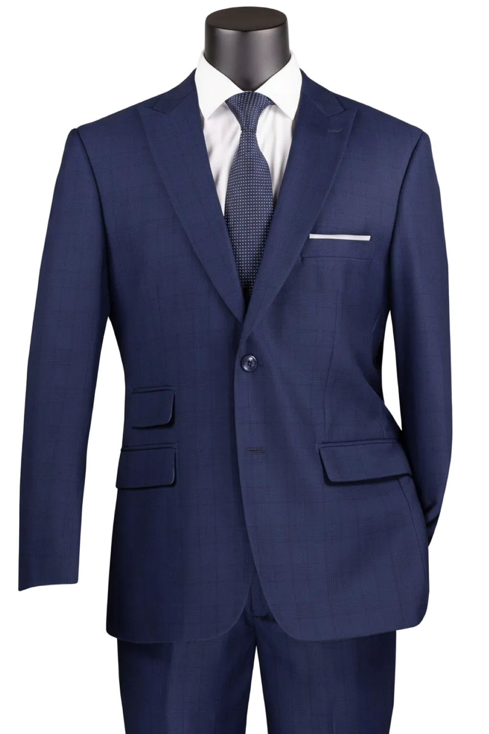 Catania Collection - Modern Fit Windowpane Suit 2 Piece in Blue