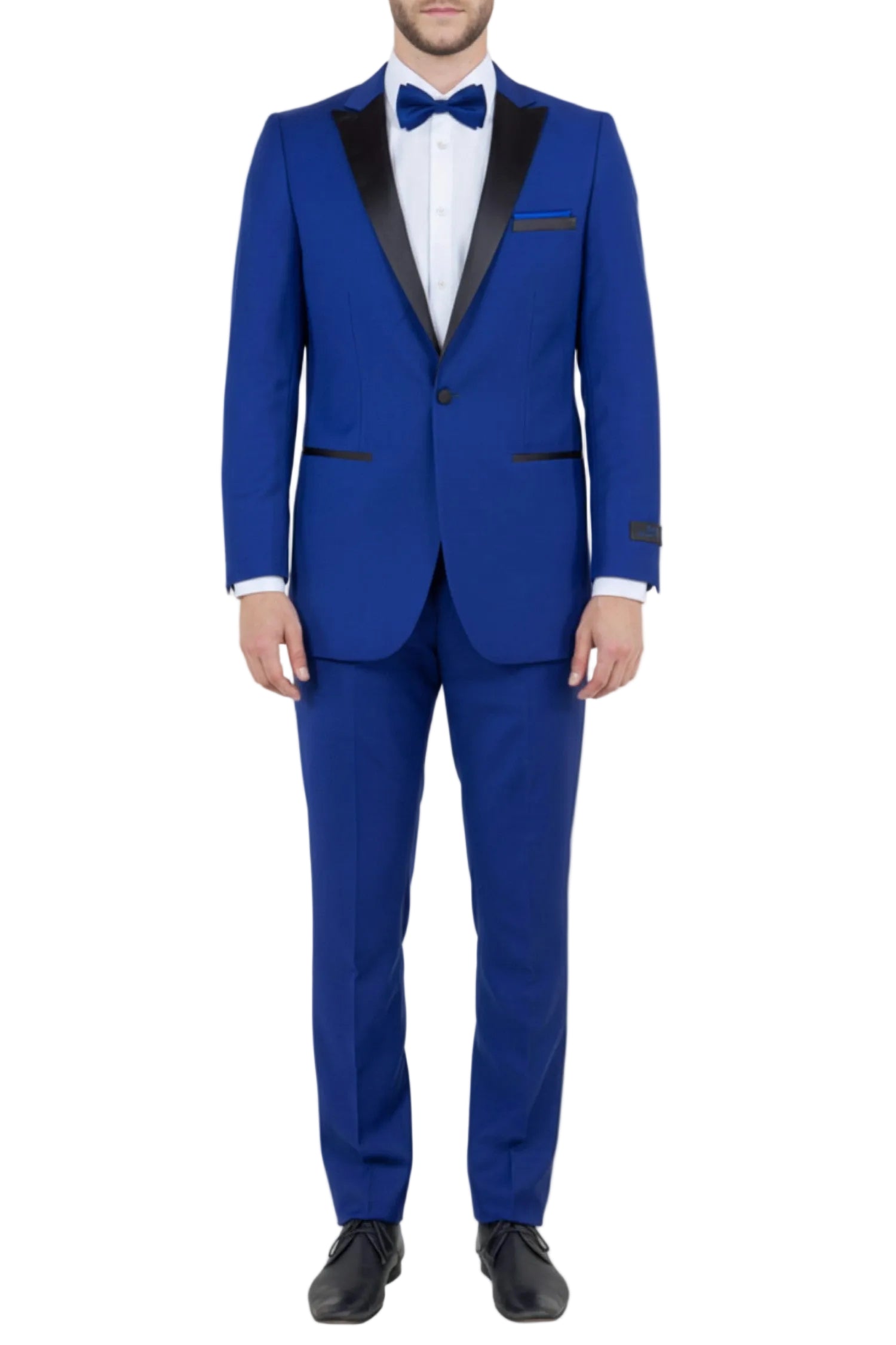 Blue Slim Fit 2 Piece Tuxedo With Satin Peak Lapel