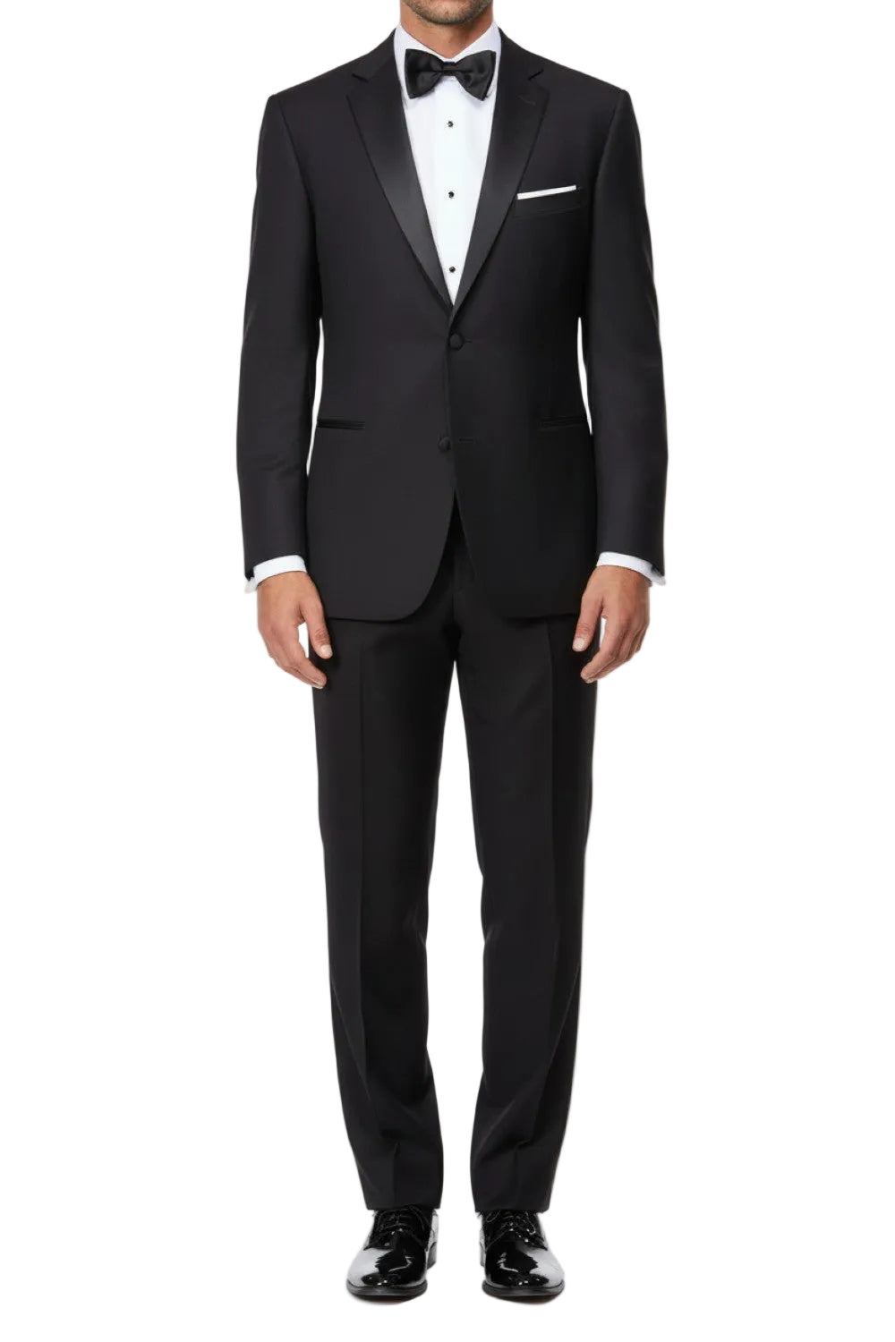 Regular Fit Black 2 Piece Tuxedo With Satin Lapel