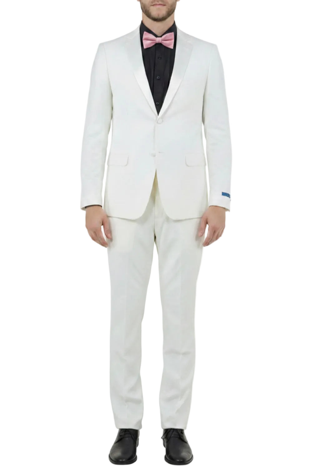 Stacy Adams - Ivory 2 Piece Hybrid Fit Satin Notch Lapel Tuxedo