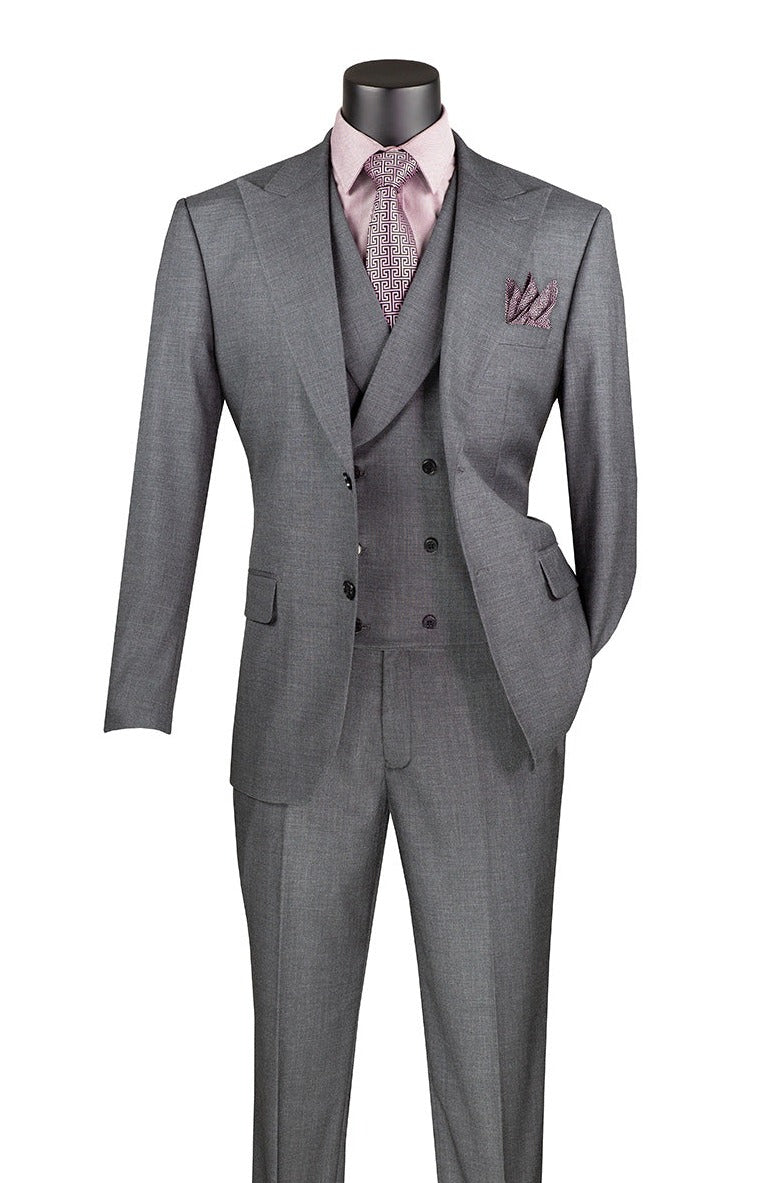 Charcoal Modern Fit 3 Piece Suit with Vest and Adjustable Waist Band Pants