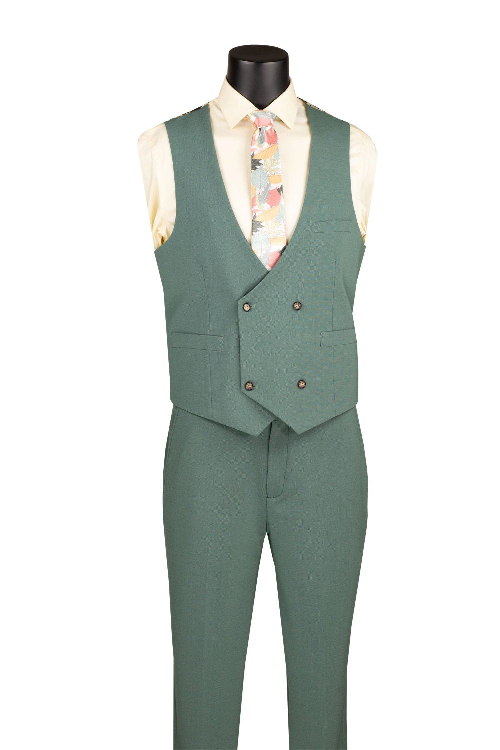 Modern Fit Sage 3 Piece Suit with Vest and Adjustable Waistband Pants