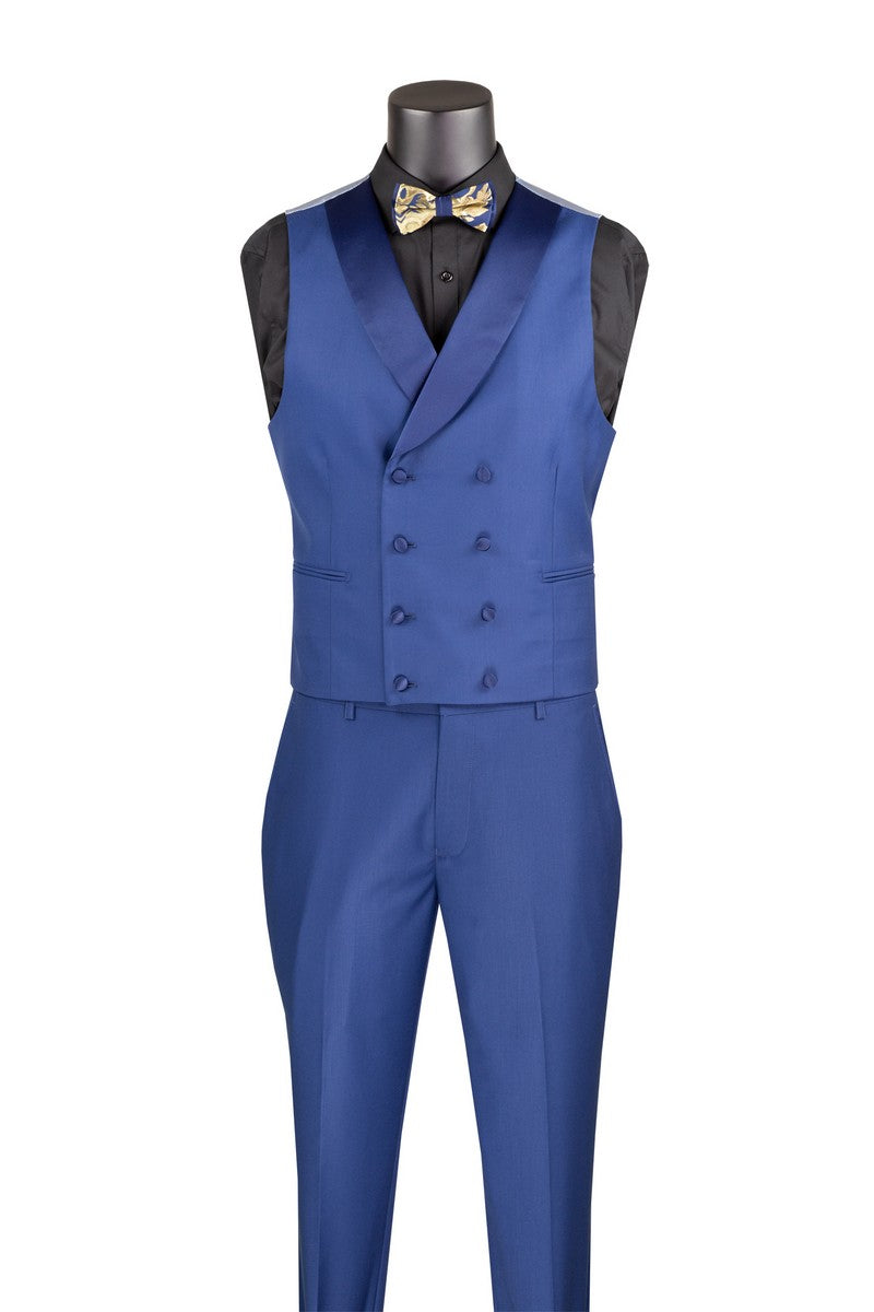 Statement Confidence Men's Dark Brown Modern Fit 3 Piece Shawl Collar Vested Tuxedo Super 150's Wool Jacket + Pants Vest main image 1