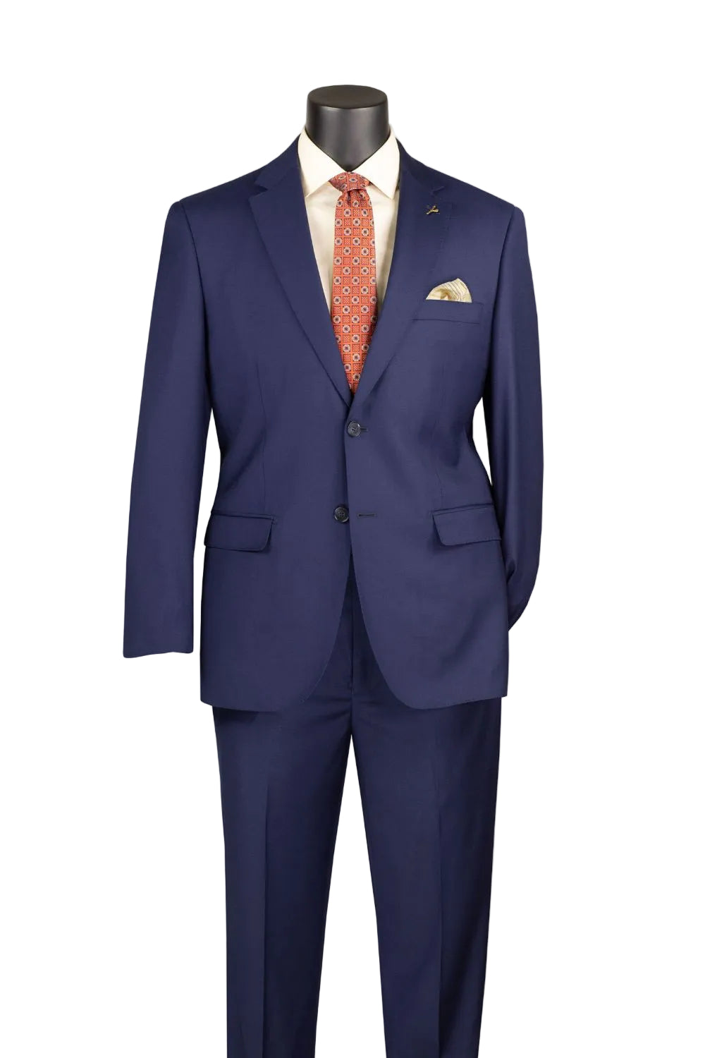 Modern Fit 100% Wool Single Breasted 2-Button Suit - Blue