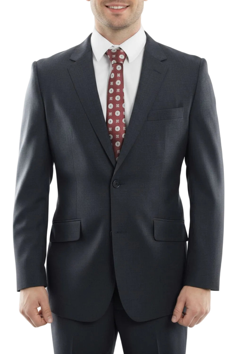 Arezzo Collection - 100% Wool Suit Modern Fit Italian Style 2 Piece in Navy