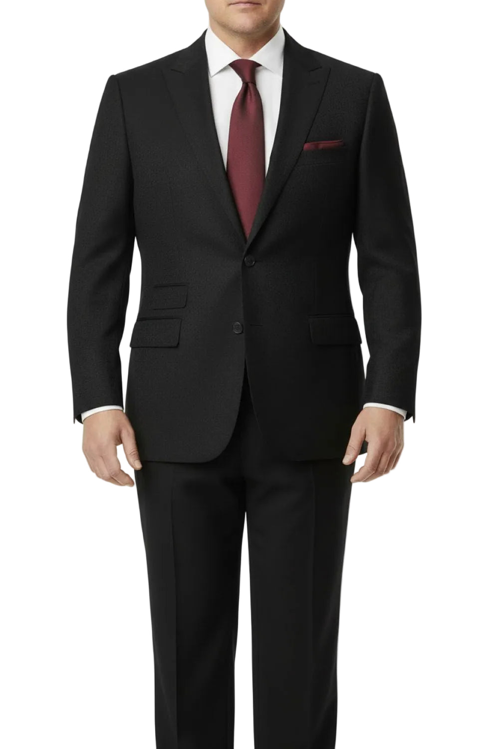 Black 3 Piece Regular Fit Textured Suit