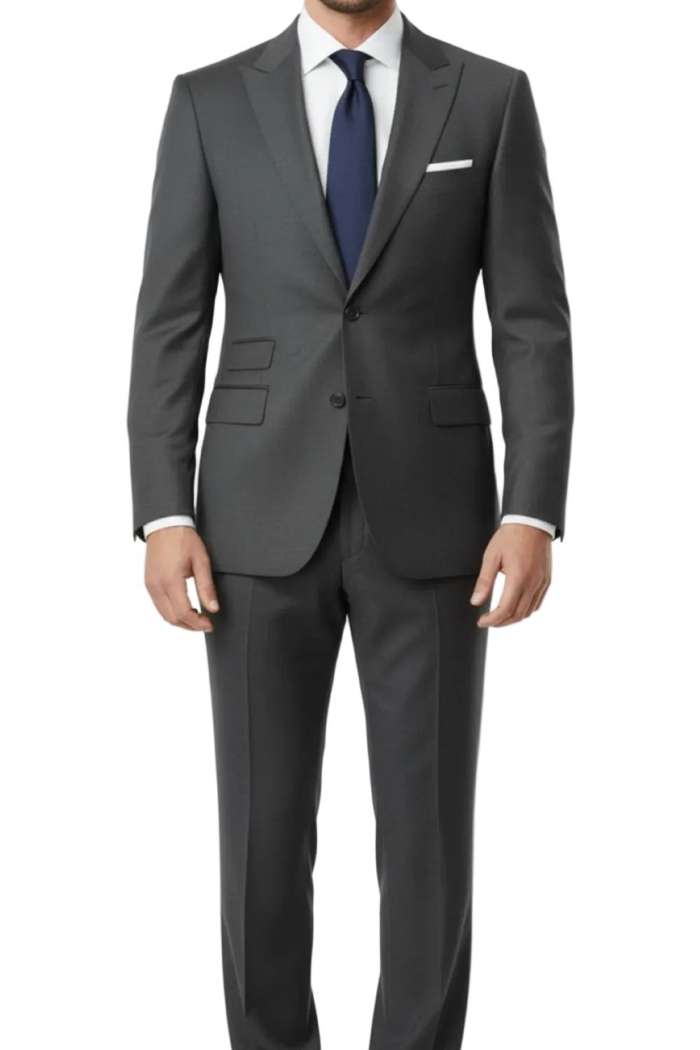 Charcoal 3 Piece Regular Fit Textured Suit