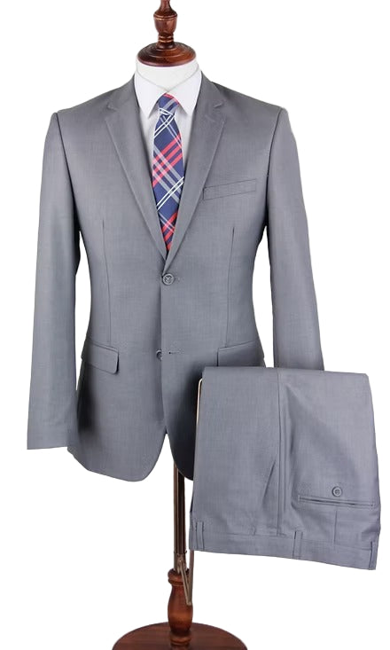 Gray suit on a mannequin with a white background