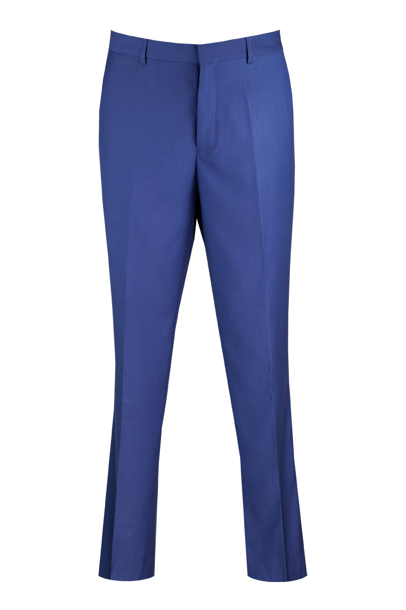 Modern Fit Blue Dress Pants Flat Front Pre-Hemmed
