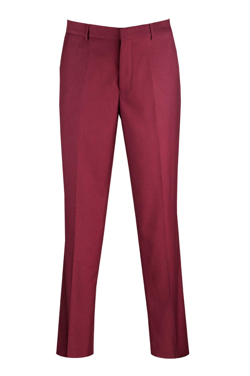 Modern Fit Maroon Dress Pants Flat Front Pre-Hemmed
