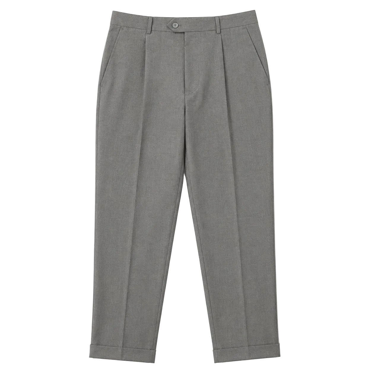 Regular Fit Pleated Pre-hemmed With Cuffs - Gray