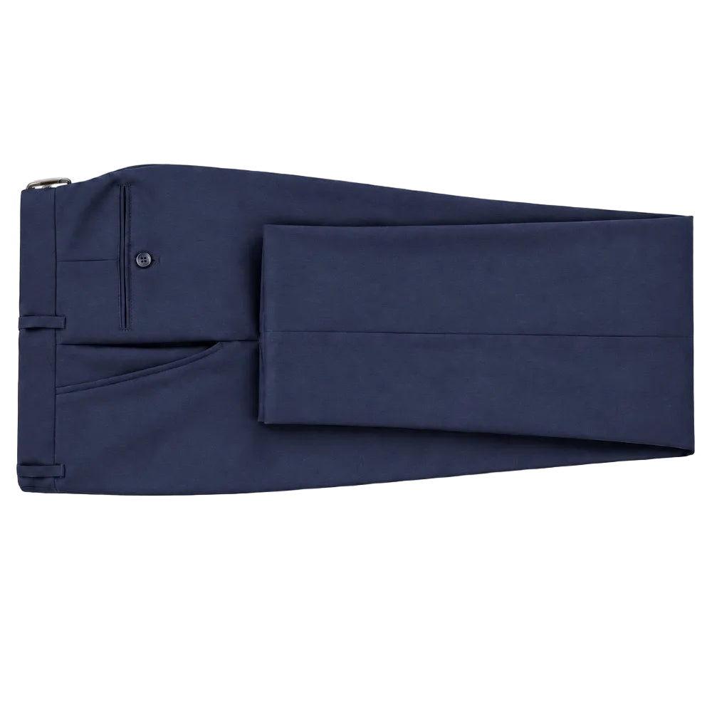 Slim Fit Flat Front Dress Adjustable Waistband Pants - Navy