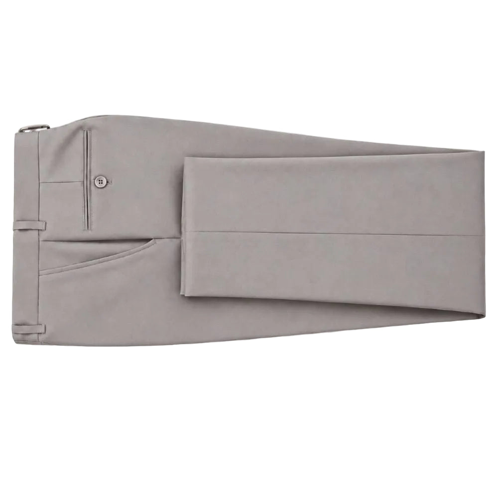 Slim Fit Flat Front Dress Adjustable Waistband Pants - Silver