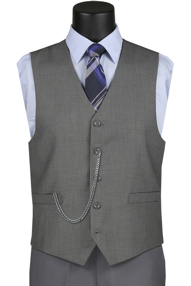 Gray Slim Fit Vest Single Breasted 5 Button Design