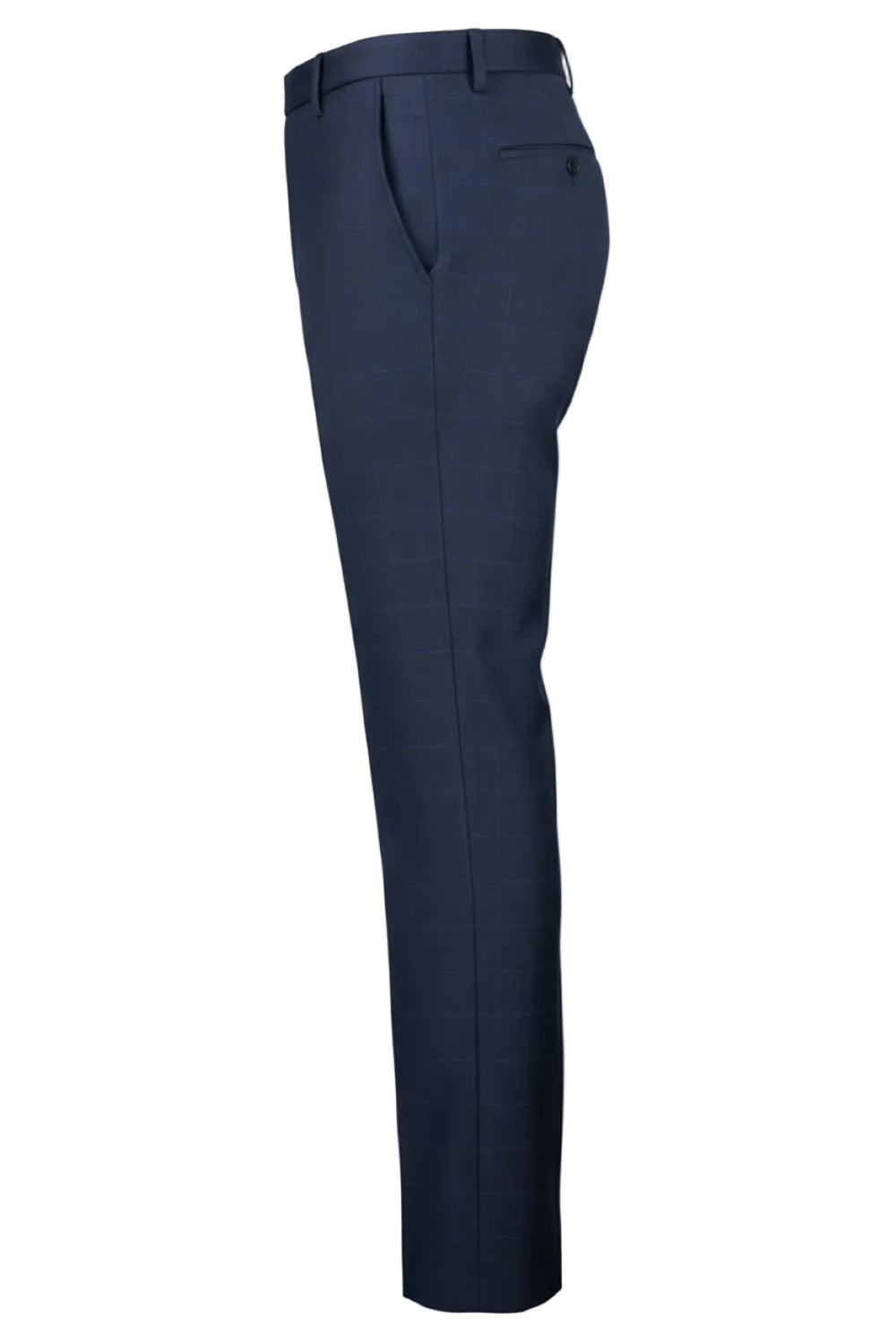 Navy blue dress pants on a white background
