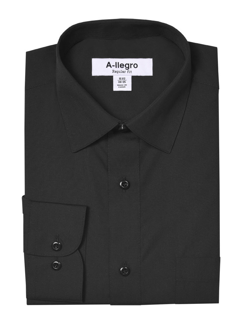 Classic Regular Fit Dress Cotton Shirt In Black | Suits Outlets Men's ...