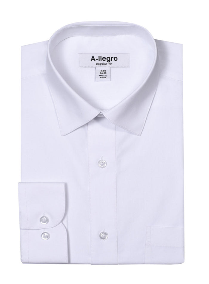 VERNO White Classic Fit Long Sleeve Travel Easy-Care Cotton Dress Shirt CS0220