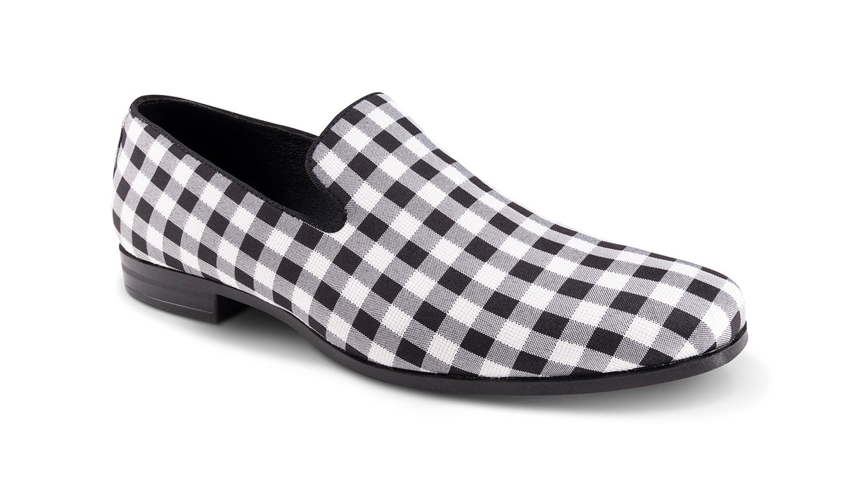 Black Checkered Printed Loafer