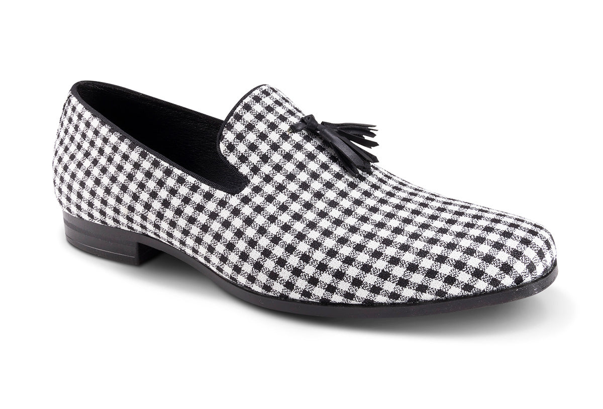 Black Checkered Tassel Loafer