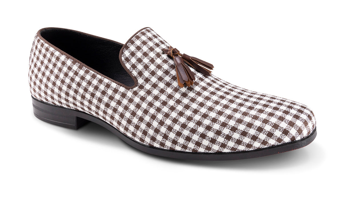 Brown Checkered Tassel Loafer