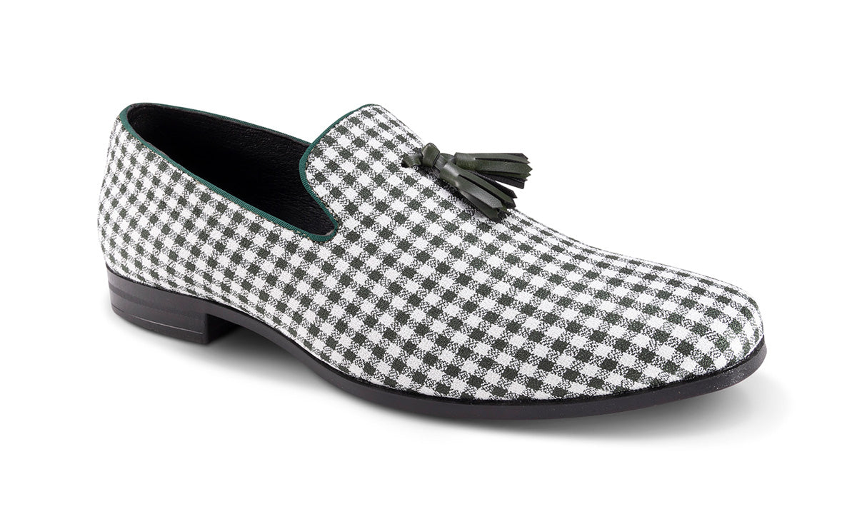 Hunter Green Checkered Tassel Loafer