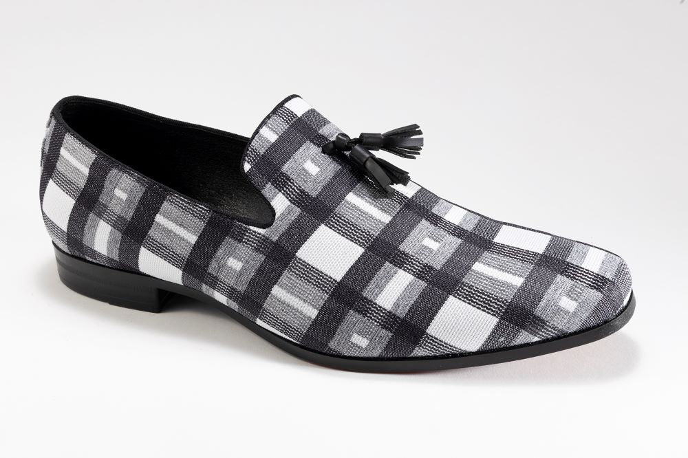 Black Plaid Casual Slip On Loafers