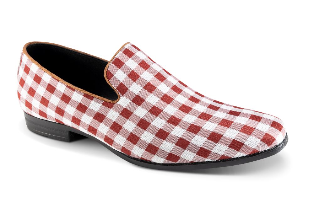 Burgundy Checker Pattern Fashion Loafer