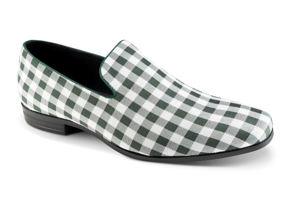 Mocassins tendance à motif damier émeraude 