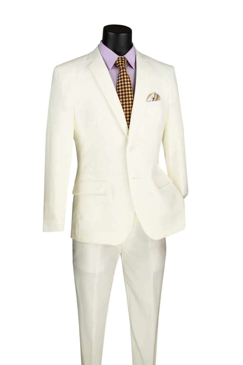 38S, 40R, 40S, 42S, 44R) Ivory Slim Fit Men's 2 Piece Business Suit 2