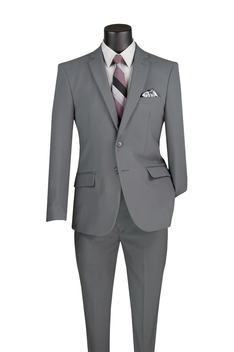 Medium Gray Slim Fit Men's 2 Piece Business Suit 2 Button Suits Outlets Men's Fashion