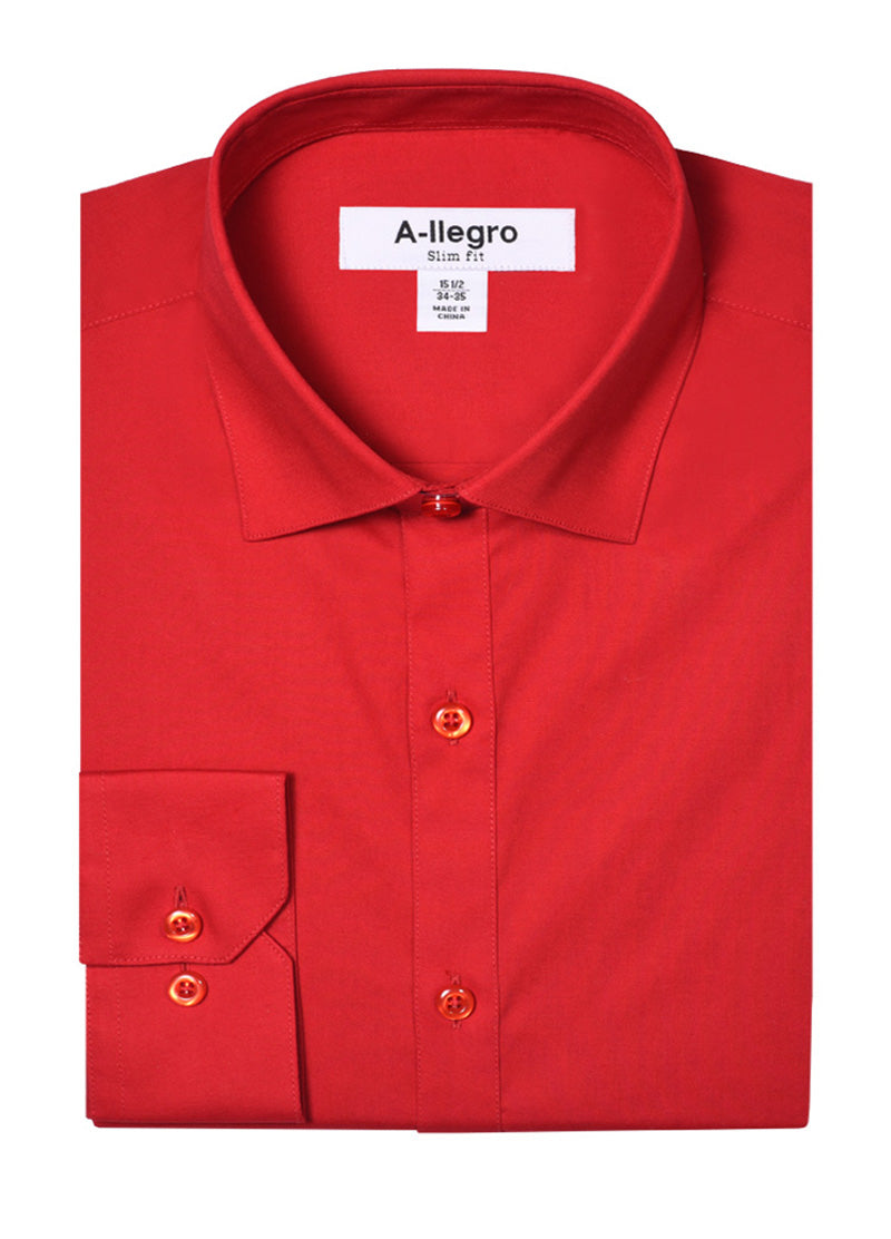 Slim Fit Dress Cotton Shirt In Red