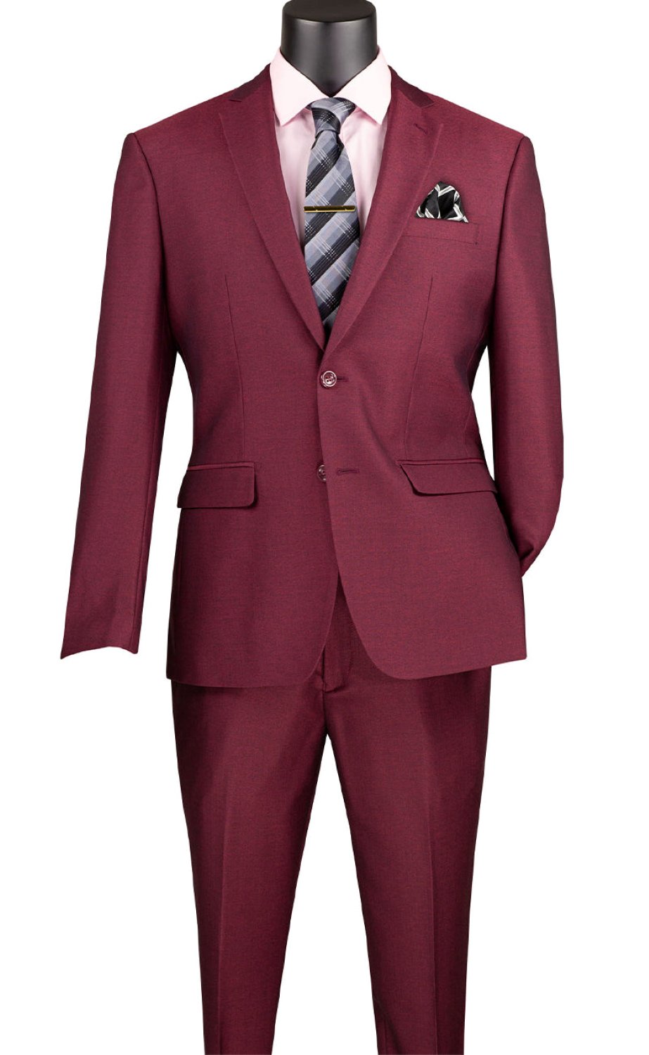 Men's Slim Fit 2 Piece Suit Single Breasted 2 Button Design Burgundy
