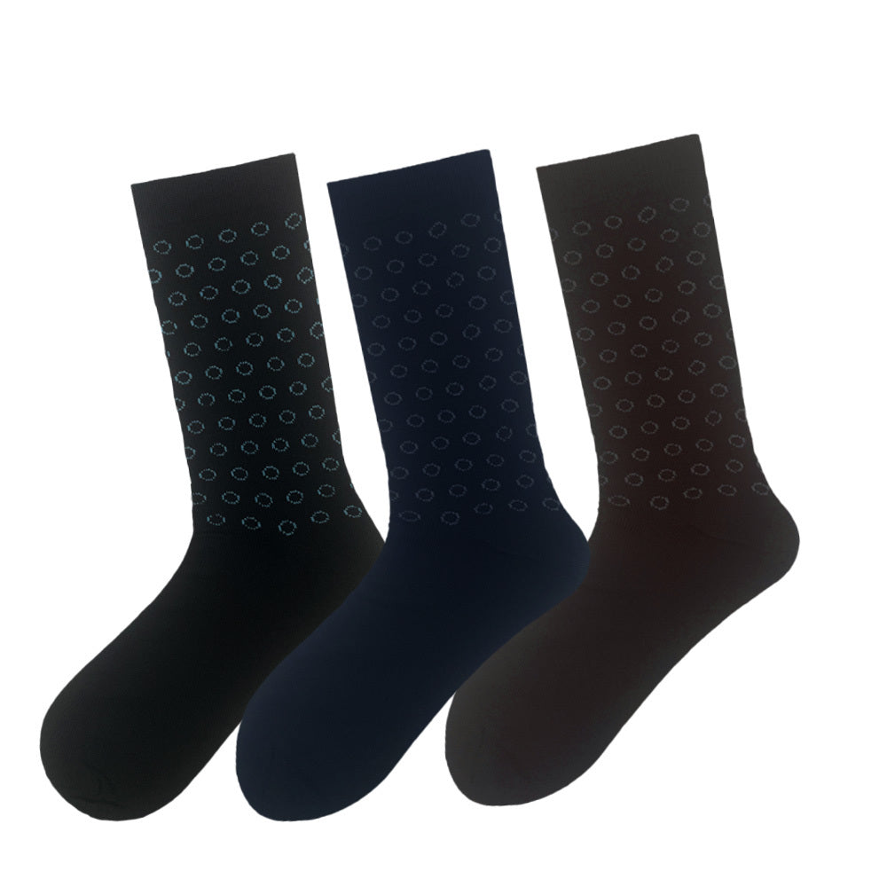 Men's 3 Pack Circle Print Crew Socks - Navy/Brown
