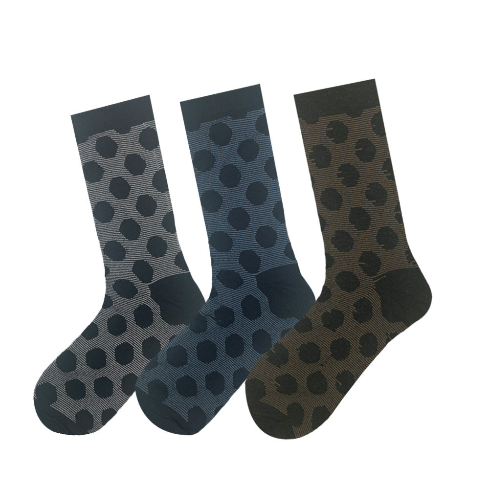 Men's 3 Pack Polka Dot Crew Socks - Brown/Gray
