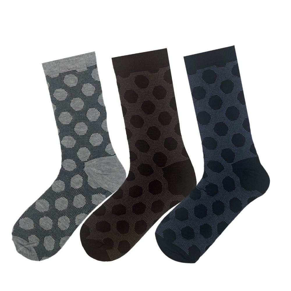 Men's 3 Pack Polka Dot Crew Socks - Brown/Navy
