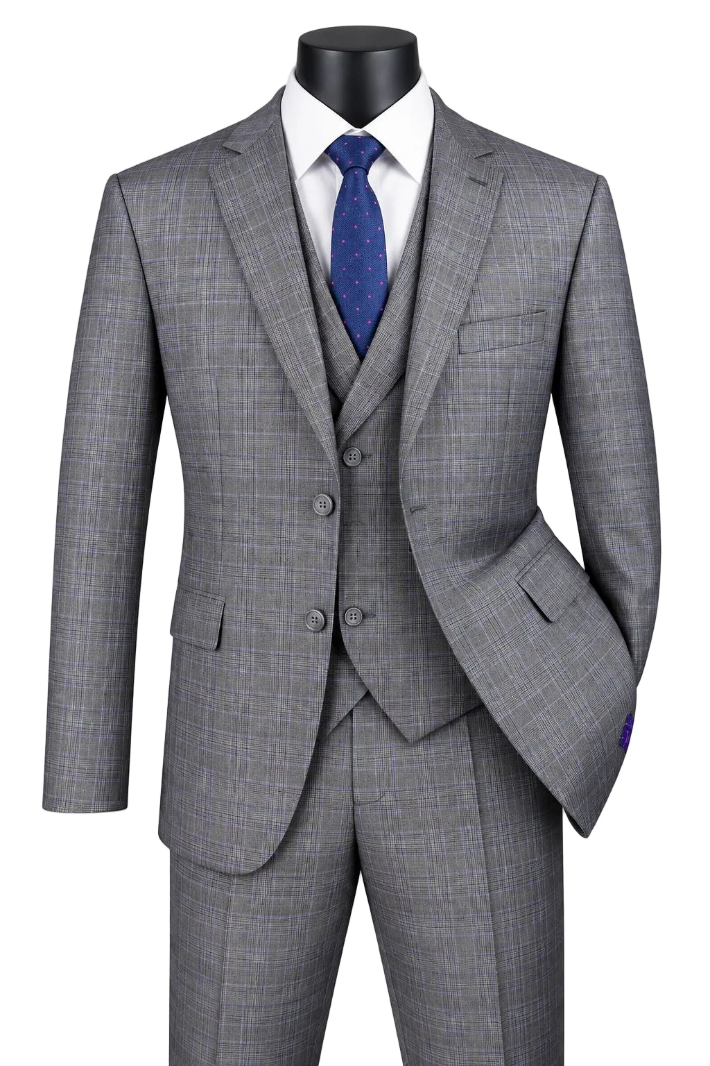 Modern Fit Glen Plaid 2-Piece Suit - Gray